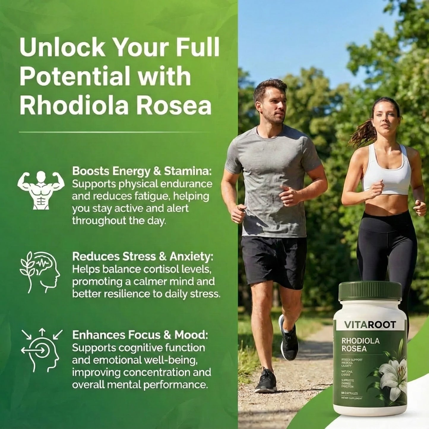 VitaRoots Rhodiola Capsules | Stress, Energy & Focus Support
