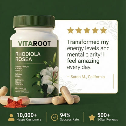 VitaRoots Rhodiola Capsules | Stress, Energy & Focus Support